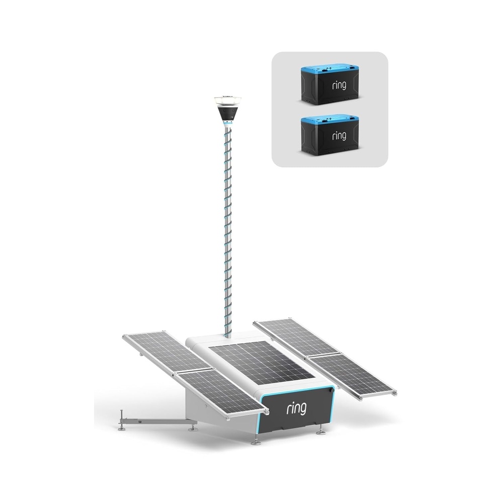 image:imageRing Mobile Security Tower  Solar Kit  1x Battery  Ring Elite 360 camera Retinal 4K jobsite security solar power backup battery security trailerTower