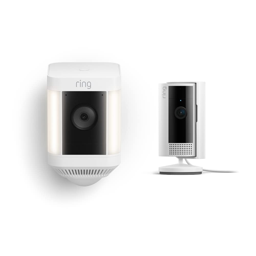 image:imageRing Spotlight Cam Plus Battery Black with Allnew Ring Indoor Cam BlackWhite