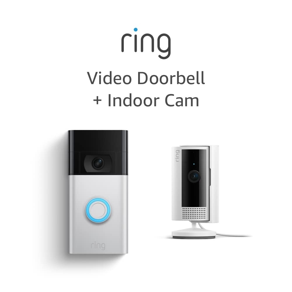 image:imageRing Video Doorbell Satin Nickel with Allnew Ring Indoor Cam White