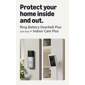 Ring Battery Doorbell Plus (newest model), Nickel Silver with Indoor Cam Plus, White