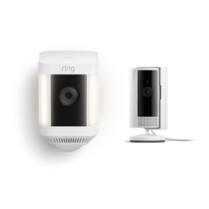 Ring Spotlight Cam Plus Battery, Black with All-new Ring Indoor Cam, Black(White)
