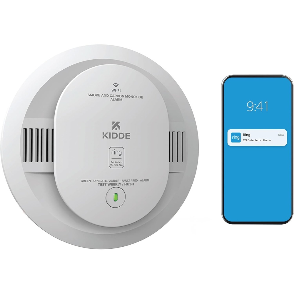 image:imageKidde Smart Smoke and Carbon Monoxide Detector Ring App Enabled for RealTime Notifications Hardwired Alarm AA Backup BatteryAA Battery Powered