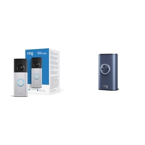 image:imageRing Battery Doorbell Plus newest model Retinal 2K with wideangle video up to 6x Enhanced Zoom Night Vision and Quick Release Battery Pack 2pack Nickel SilverPolished Navy