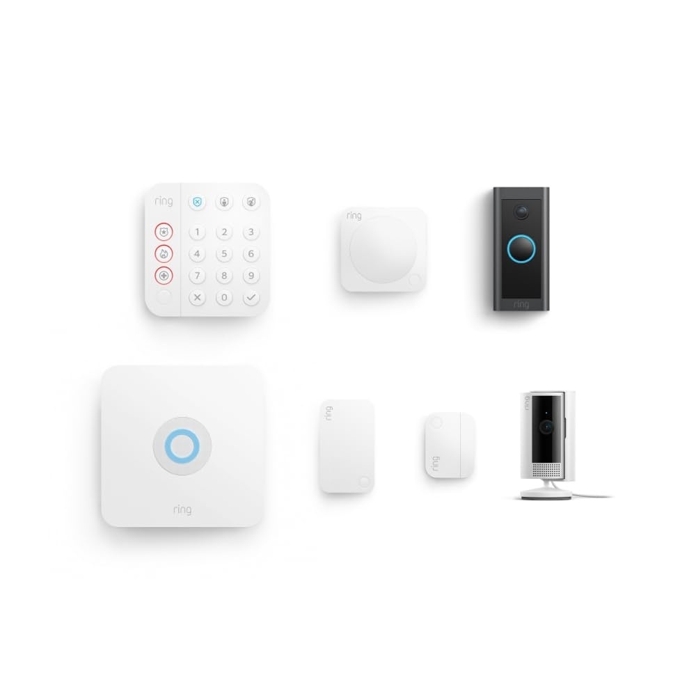 image:imageRing Video Doorbell Wired with Allnew Ring Indoor Cam White and Ring Alarm 5Piece White