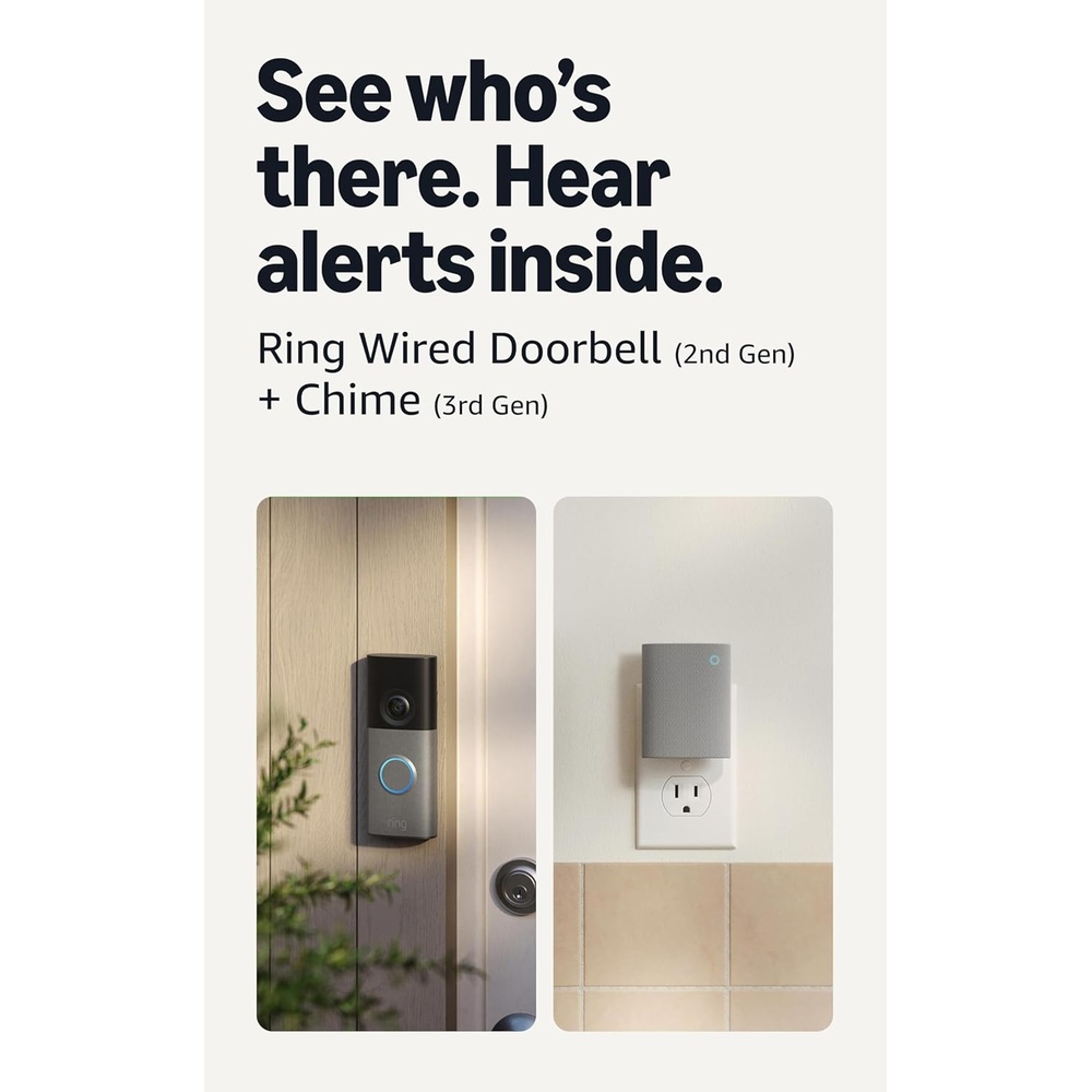 image:imageRing Wired Doorbell newest model Speckled Gray with Chime newest model White