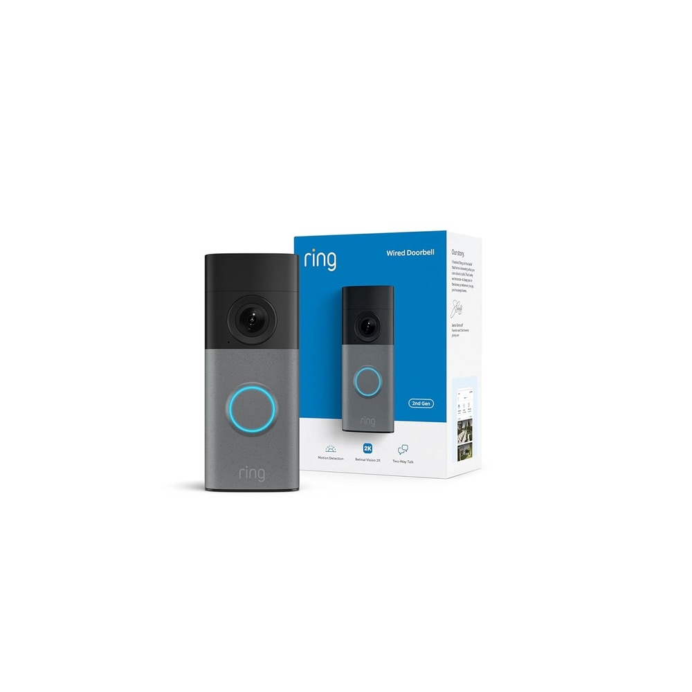 image:imageRing Wired Doorbell newest model WideAngle Retinal 2K up to 6x Enhanced Zoom pair with Alexa or Ring Chime for inhome alerts Speckled Gray1 doorbell
