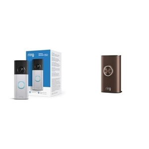 Ring Battery Doorbell Plus (newest model), Retinal 2K with wide-angle video, up to 6x Enhanced Zoom, Night Vision, and Quick Release Battery Pack, 2-pack Nickel Silver(Polished Mocha)