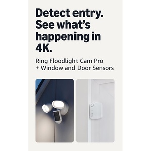 Ring Floodlight Cam Pro (newest model), White with 4 Window and Door Sensors (newest model)