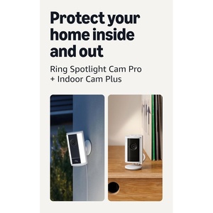 Ring Spotlight Cam Pro, Plug-In (Newest Model), White with Indoor Cam Plus (Newest Model), White