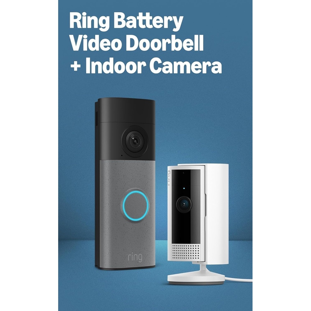 image:imageRing Battery Doorbell newest model Speckled Gray with Indoor Cam White