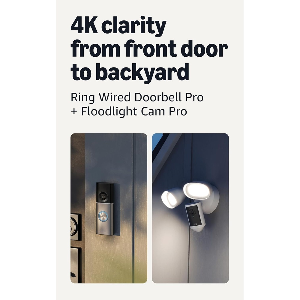 image:imageRing Wired Doorbell Pro Newest Model Deep Silver with Floodlight Cam Pro Newest Model White