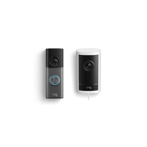 Ring Wired Doorbell Pro (Newest Model), Deep Silver with Outdoor Cam Pro, Plug-In White