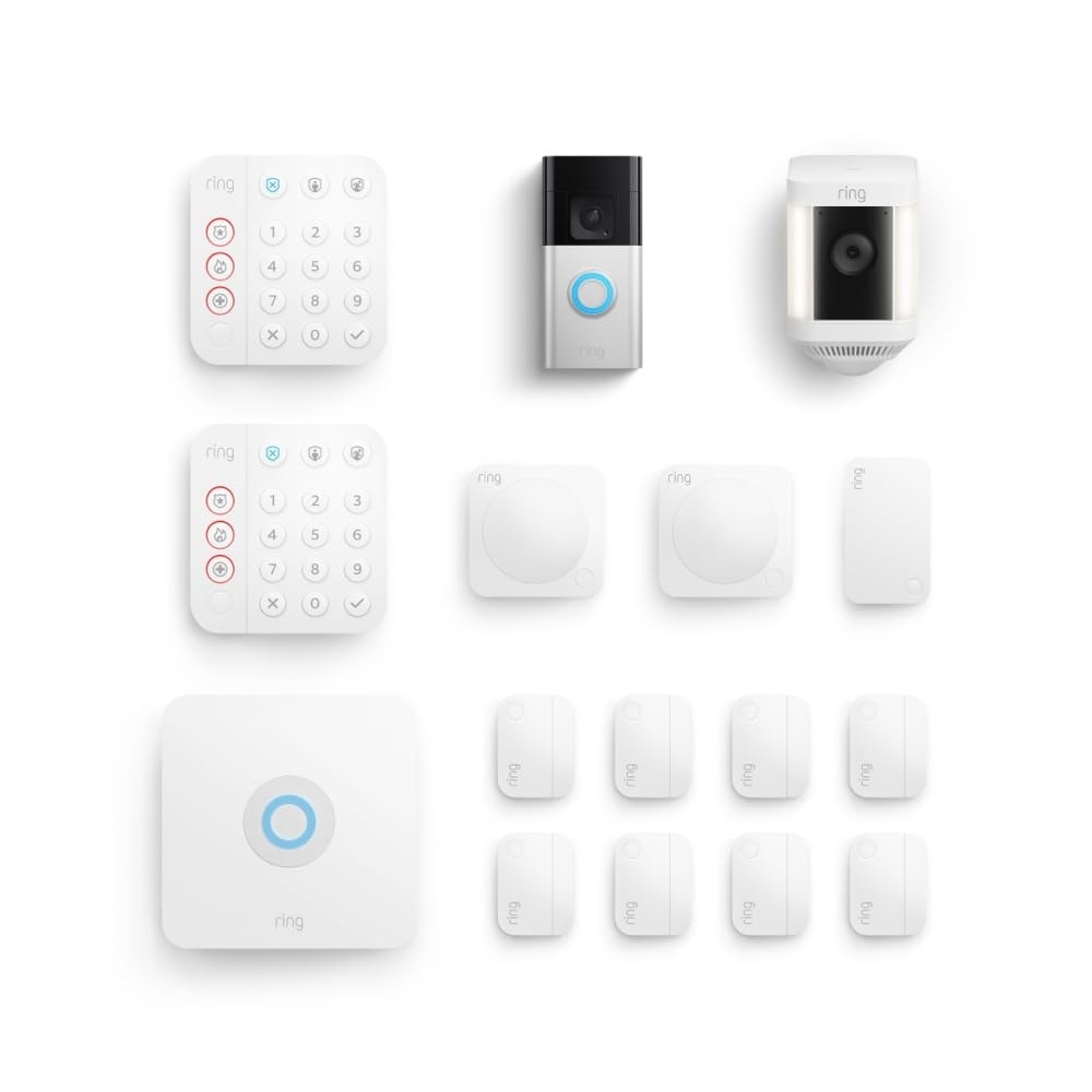 image:imageAllnew Ring Battery Doorbell Plus with Ring Spotlight Cam Plus White and Ring Alarm 14Piece White