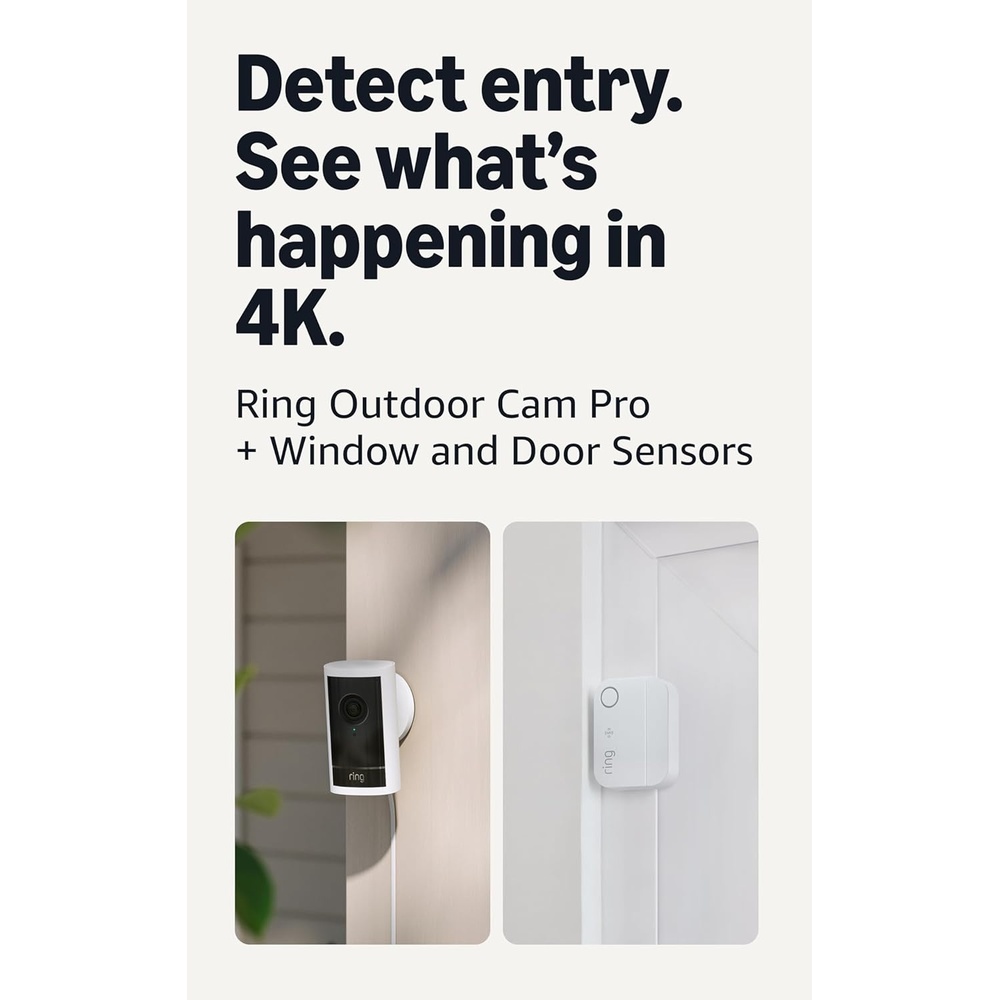 image:imageRing Outdoor Cam Pro newest model White with 4 Window and Door Sensors newest model
