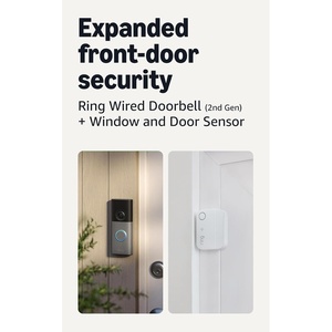 Ring Wired Doorbell (newest model), Speckled Gray with Window & Door Sensor